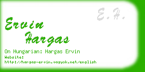 ervin hargas business card